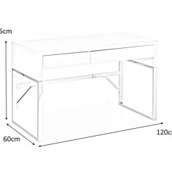 Caitlyn skrivbord i vit högglans 120x60 cm kromade ben
