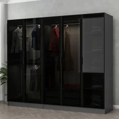 Cavolo garderob 225x52x210 cm - Antracit/svart