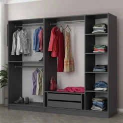 Cavolo garderob 225x52x210 cm - Antracit/svart