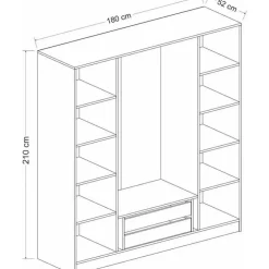 Cavolo garderob 180x52x210 cm - Brun/fume
