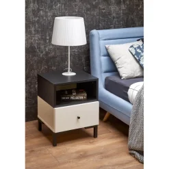 Chantelle sängbord - Vit/svart