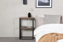 Charlotte sängbord - Svart/teak