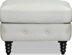 Chesterfield fotpall - Beige Linne