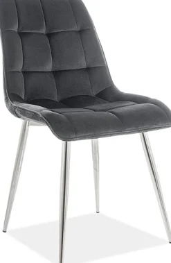 Chic matstol - Svart sammet/krom