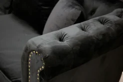 Churchill 3-sits chesterfieldsoffa - Svart sammet