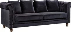 Churchill 3-sits chesterfieldsoffa - Svart sammet