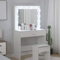Cindy vitt sminkbord med stol