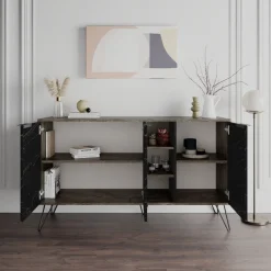 Clara skänk - Mörkbrun/svart marmor