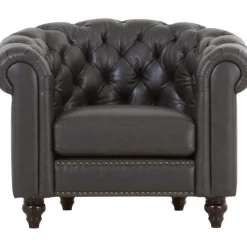 Clubfåtölj chesterfield mörkbrun PU + Fläckborttagare för möbler