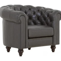 Clubfåtölj chesterfield mörkbrun PU