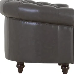 Clubfåtölj chesterfield mörkbrun PU