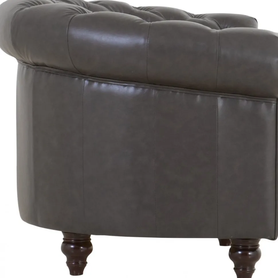 Clubfåtölj chesterfield mörkbrun PU