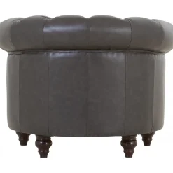 Clubfåtölj chesterfield mörkbrun PU