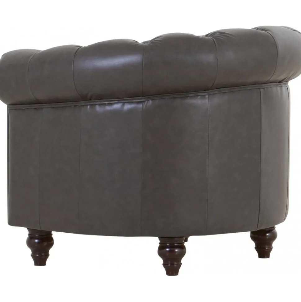 Clubfåtölj chesterfield mörkbrun PU