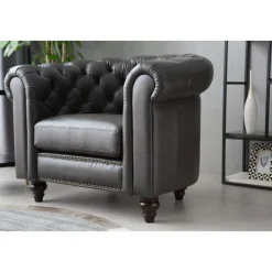 Clubfåtölj chesterfield mörkbrun PU + Textilrengöring för möbler