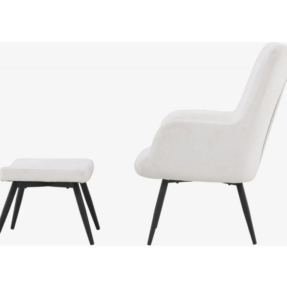 Como fåtölj i vit boucle