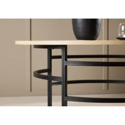 Copenhagen soffbord Ø100 cm - Whitewash/svart