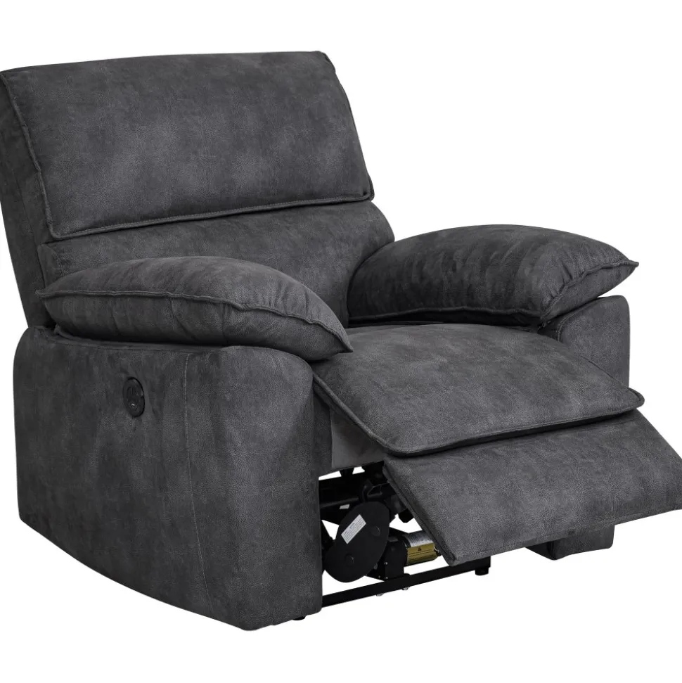 Coventry el reclinerfåtölj grå microfiber + Möbeltassar
