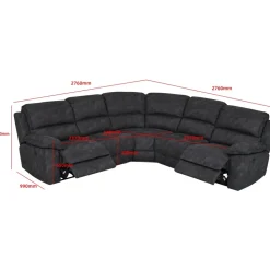 Coventry el-reclinerhörnsoffa grå microfiber + Möbeltassar