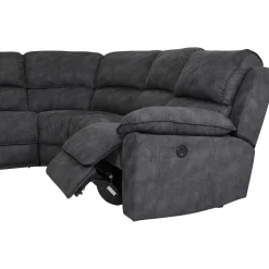 Coventry el-reclinerhörnsoffa grå microfiber + Möbeltassar