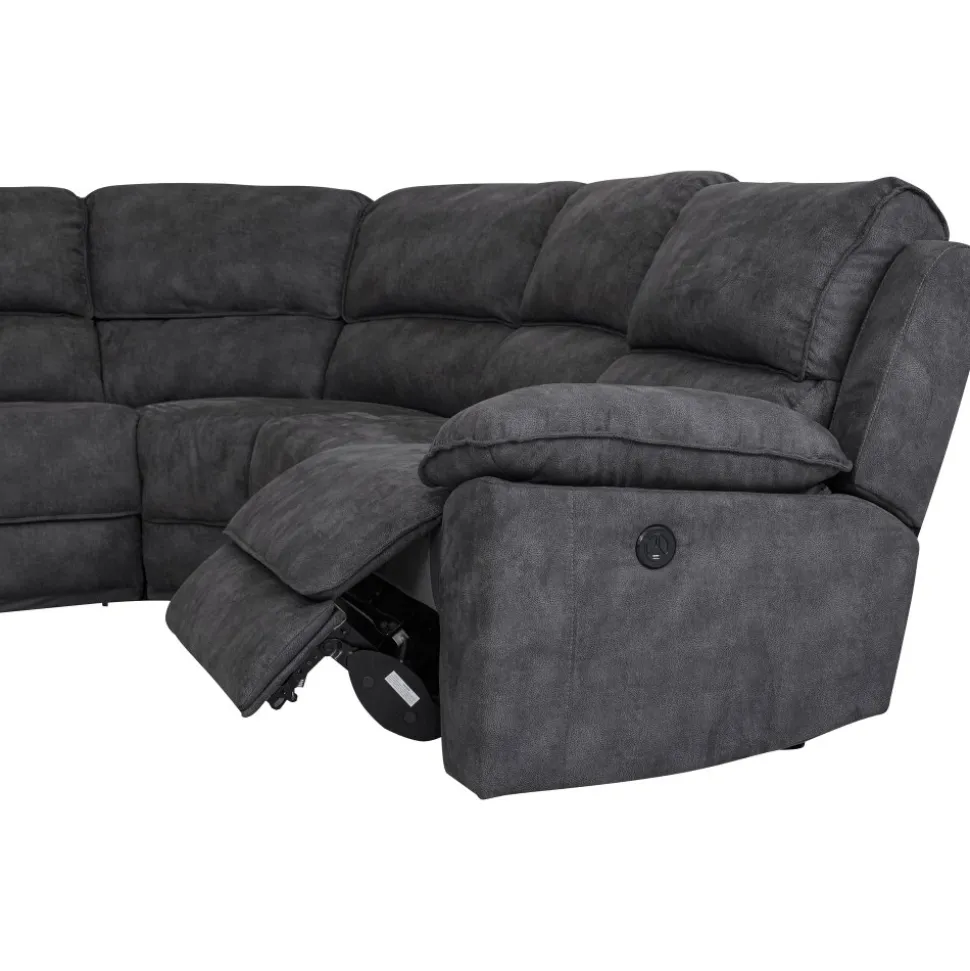 Coventry el-reclinerhörnsoffa grå microfiber + Möbeltassar