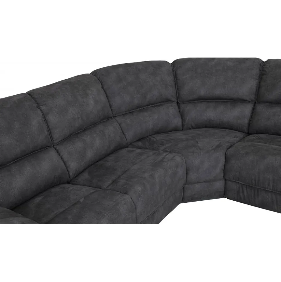 Coventry el-reclinerhörnsoffa grå microfiber + Möbeltassar