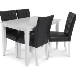 Crocket matstol i svart PU med vita ben