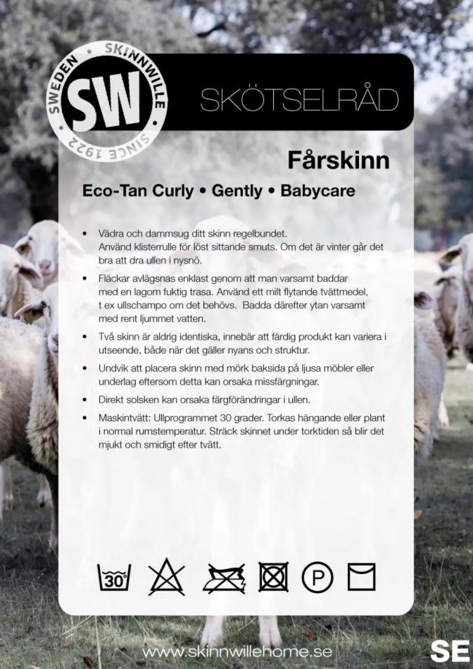 Curly kuddfodral fårskinn Sahara