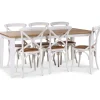 Dalarös matgrupp 180 cm bord vit/ek + 6 st vita Gaston matstolar + 4.00 x Möbeltassar