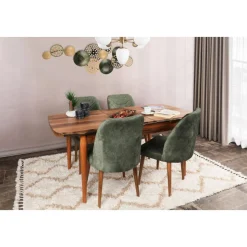 Dallas stolset - Valnöt/mörkgrön
