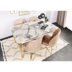 Dalmar matbord 147-182 cm - Guld/vit