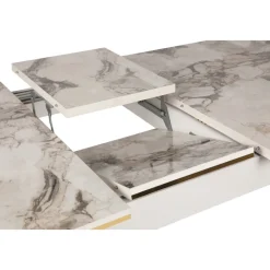 Dalmar matbord 147-182 cm - Guld/vit