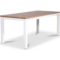 Dalsland matgrupp: Matbord i vit / ek med 6 st Tuva stolar i blå sammet