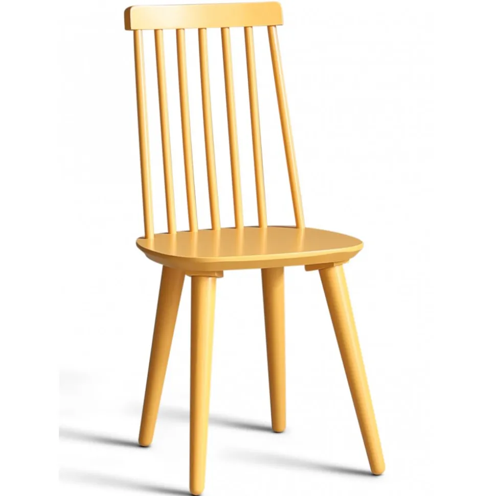 Dalsland matgrupp: Matbord i Ek / Vit med 6 st gula Pinnstolar