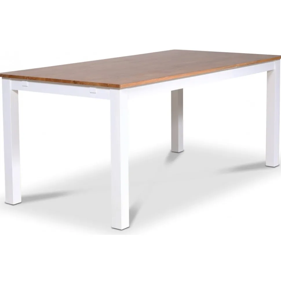 Dalsland matgrupp: Matbord i Ek / vit med 6 st duvblå Pinnstolar