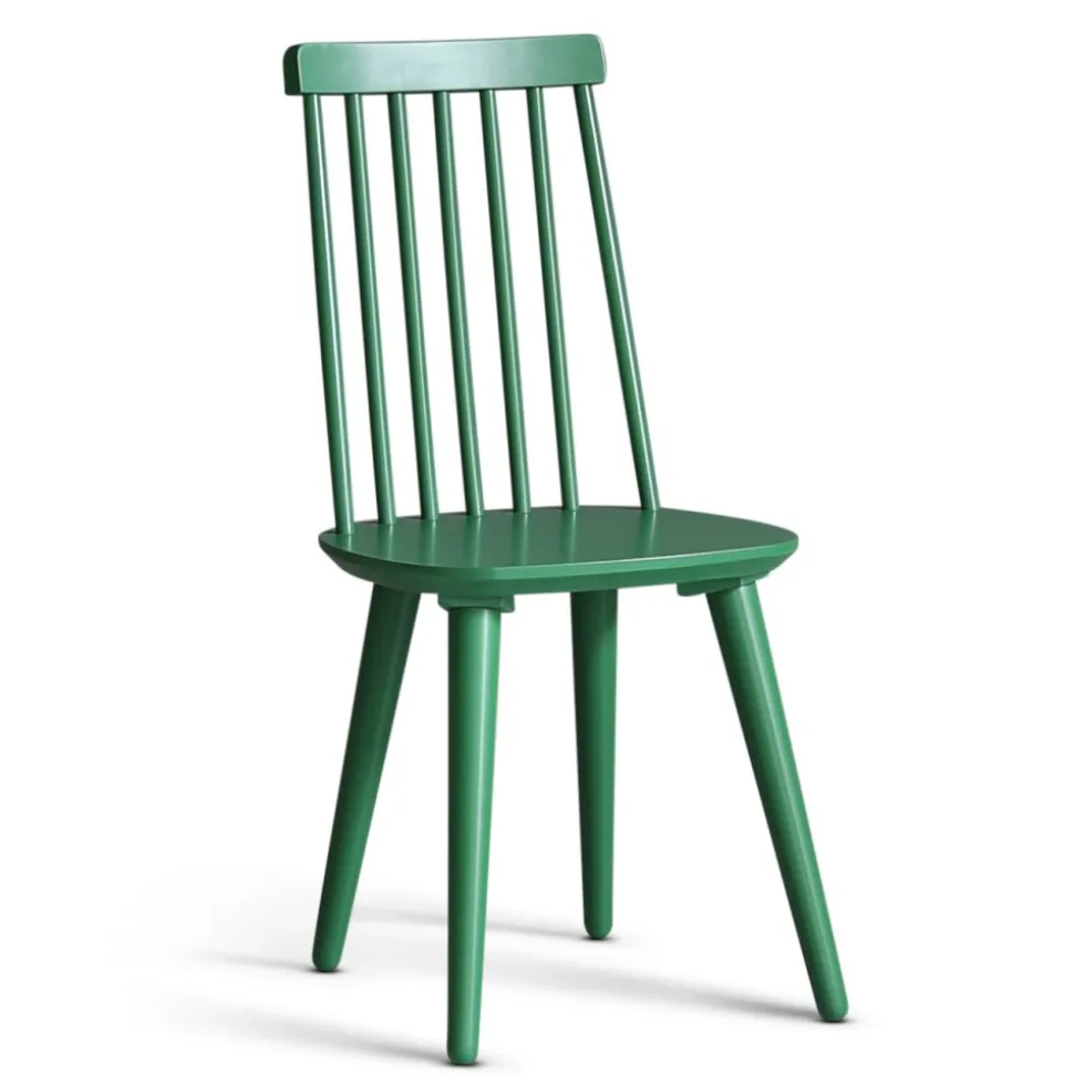 Dalsland matgrupp: Matbord i svart / ek med 6 st gröna pinnstolar