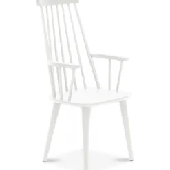 Dalsland vit pinnstol med armstöd och hög rygg