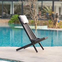 Däckstol svart med nackkudde + Rengöringsmedel för utemöbler