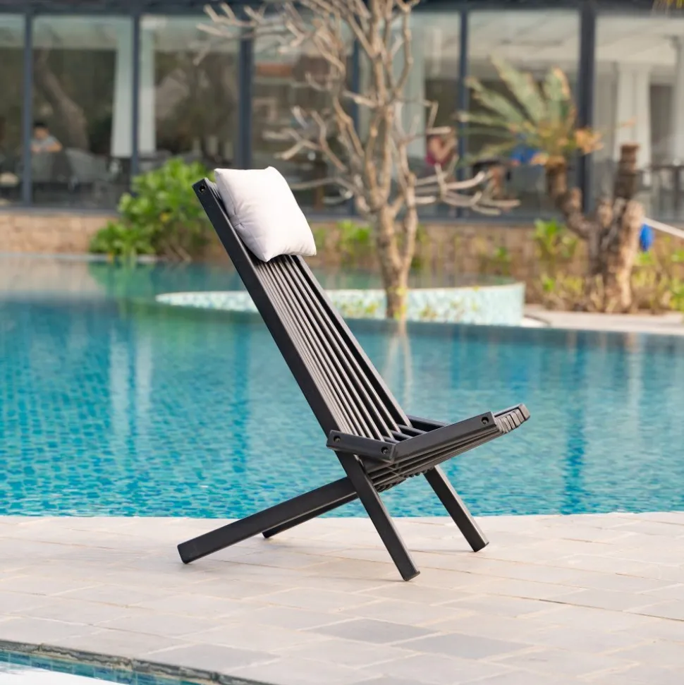 Däckstol svart med nackkudde