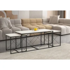 Defne soffbord-set - Svart/marmor