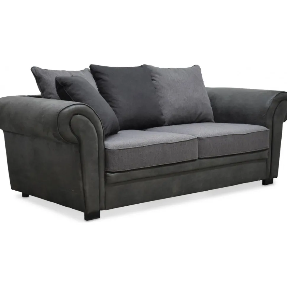 Delux 2-sits soffa med kuvertkuddar - Grå/Antracit/Vintage