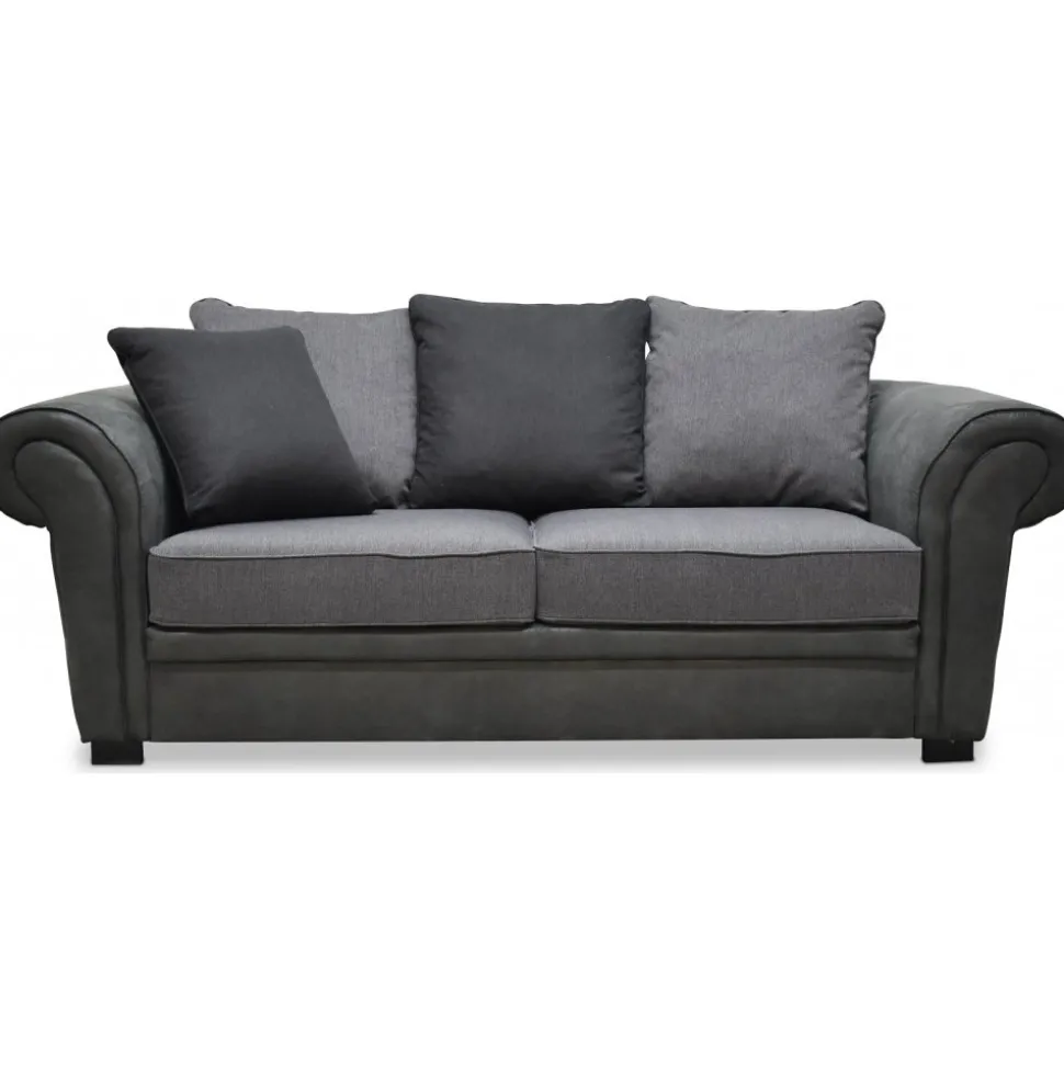 Delux 2-sits soffa med kuvertkuddar - Grå/Antracit/Vintage