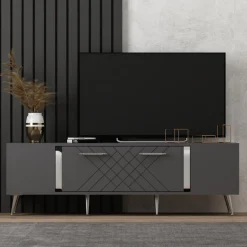 Detas TV-bänk - Antracit/silver