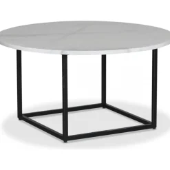 Dexter runt soffbord Ø85 cm - Metall / Vit marmor sten