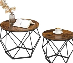 Didrik soffbord, 2 st, Ø40/50 cm - Brun/svart