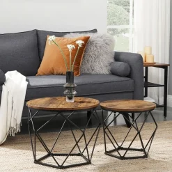 Didrik soffbord, 2 st, Ø40/50 cm - Brun/svart