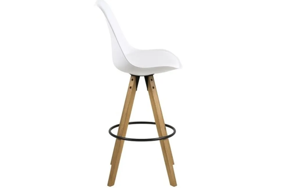 Dima barstol med träben och Vit PU sits