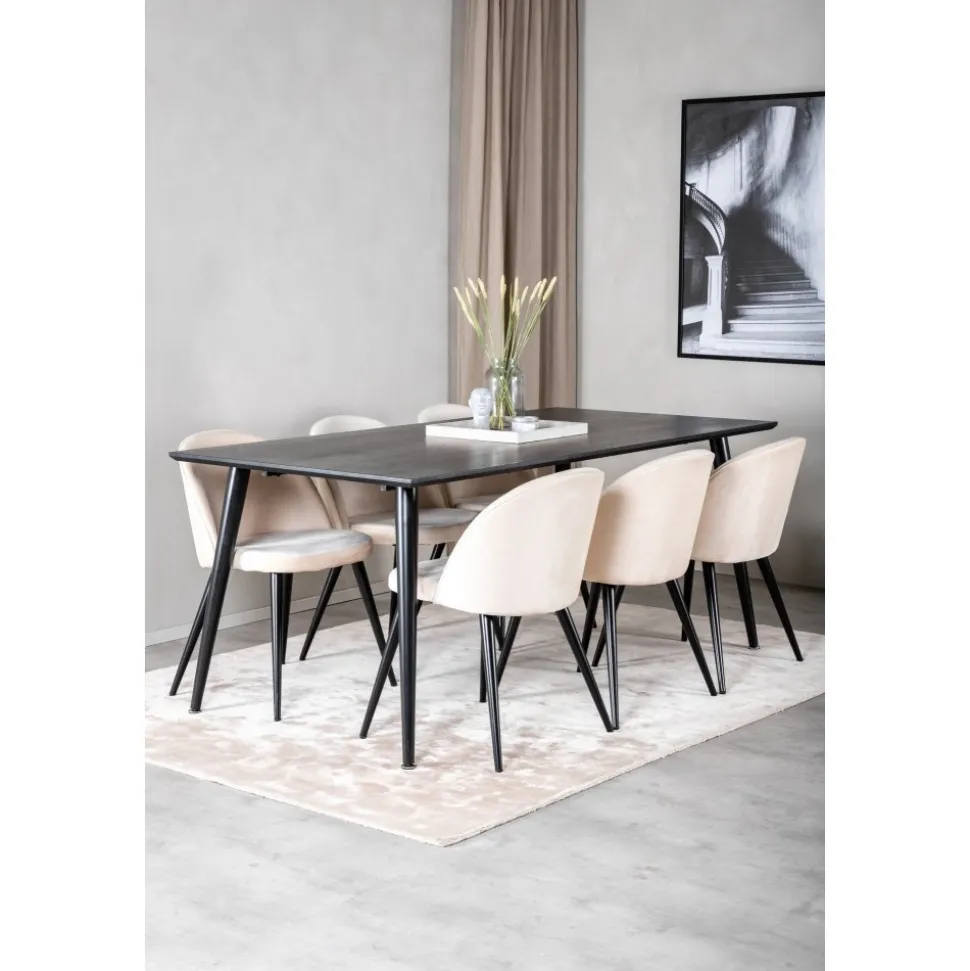 Dipp matbord 180x90 cm - Svartbetsad ekfanér + Fläckborttagare för möbler