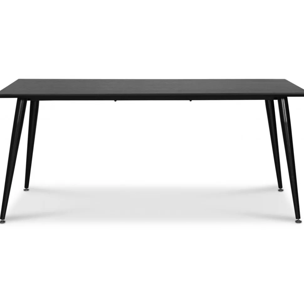 Dipp matgrupp; matbord 180x90 cm med 6 st svarta Bridge snurrbara matstolar