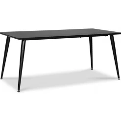 Dipp matgrupp; matbord 180x90 cm med 6 st svarta Bridge snurrbara matstolar + 4.00 x Möbeltassar